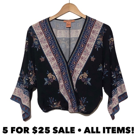 Flying Tomato Tops - Flying Tomato Wrap Style Cropped Blouse